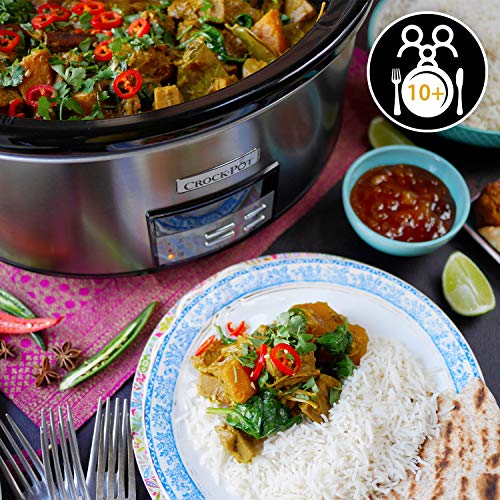 Crock pot Pentola per Cottura Lenta, Slow Cooker, Extra Large 7.5 litri, fino a 10 Persone, Spegnimento Automatico, 2 Impostazioni Cottura e Funzione Warm automatica, 230 W, Ceramica, Argento : Amazon.it: Casa e cucina