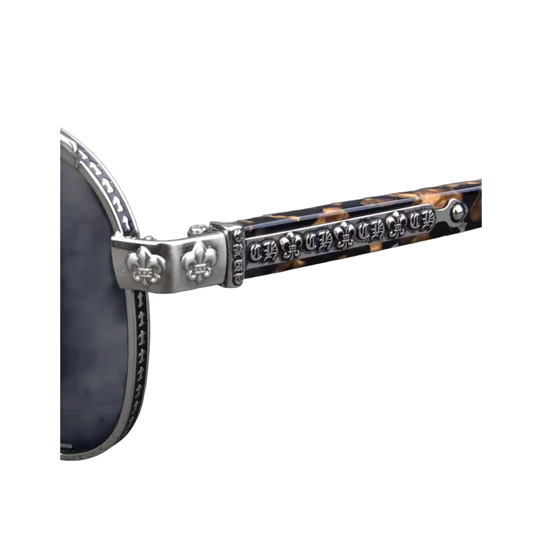 Titanium Bold Frame Chrome Hearts Glasses Silver