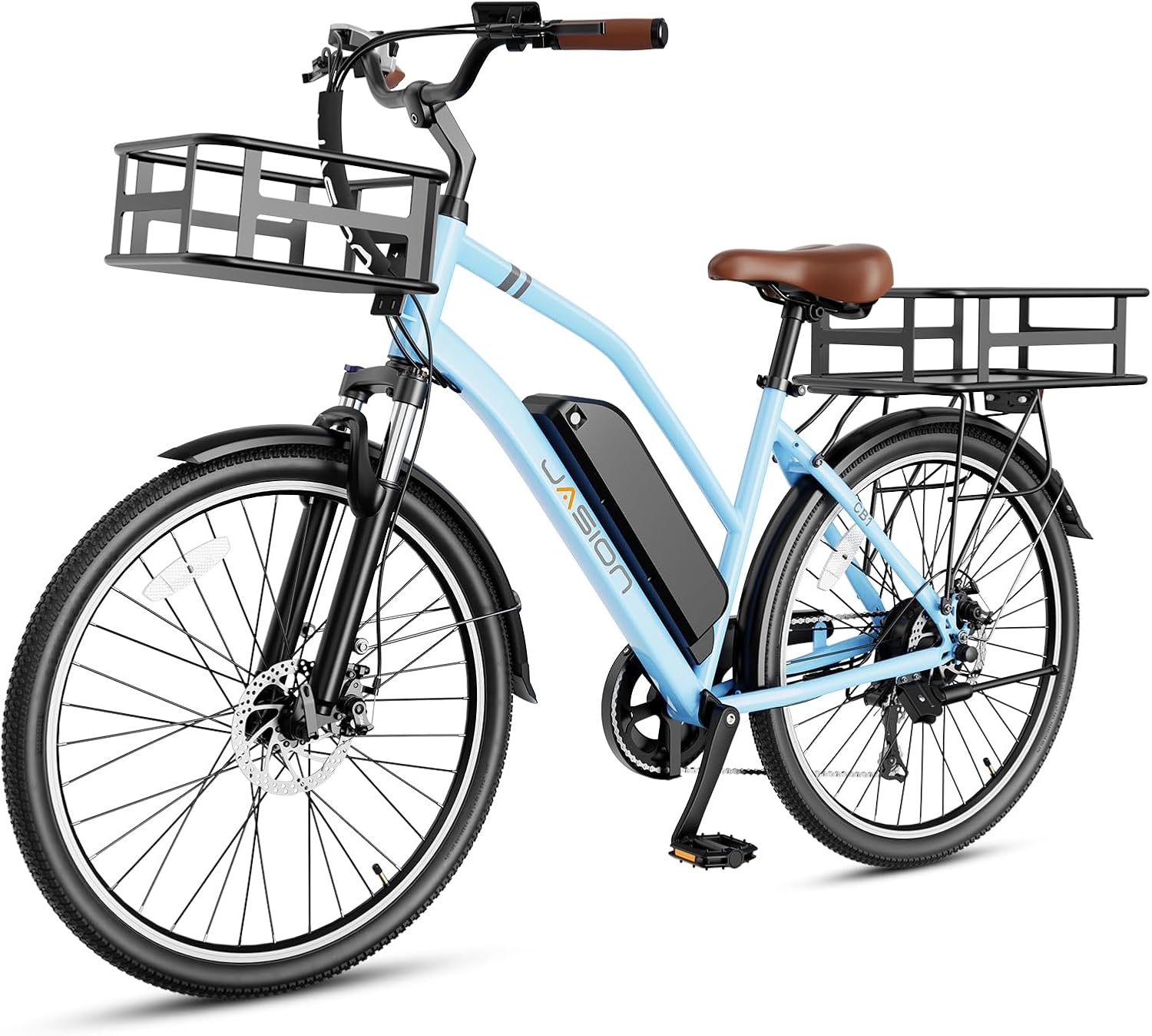 Jasion CB1 Electric Bike for Adults, 1000W Motor Peak Ebike, 450Wh Removeable Battery, 26'' City Cruiser Bicycle, 22 MPH Commuter Women Ebike, 7-Speed Gear