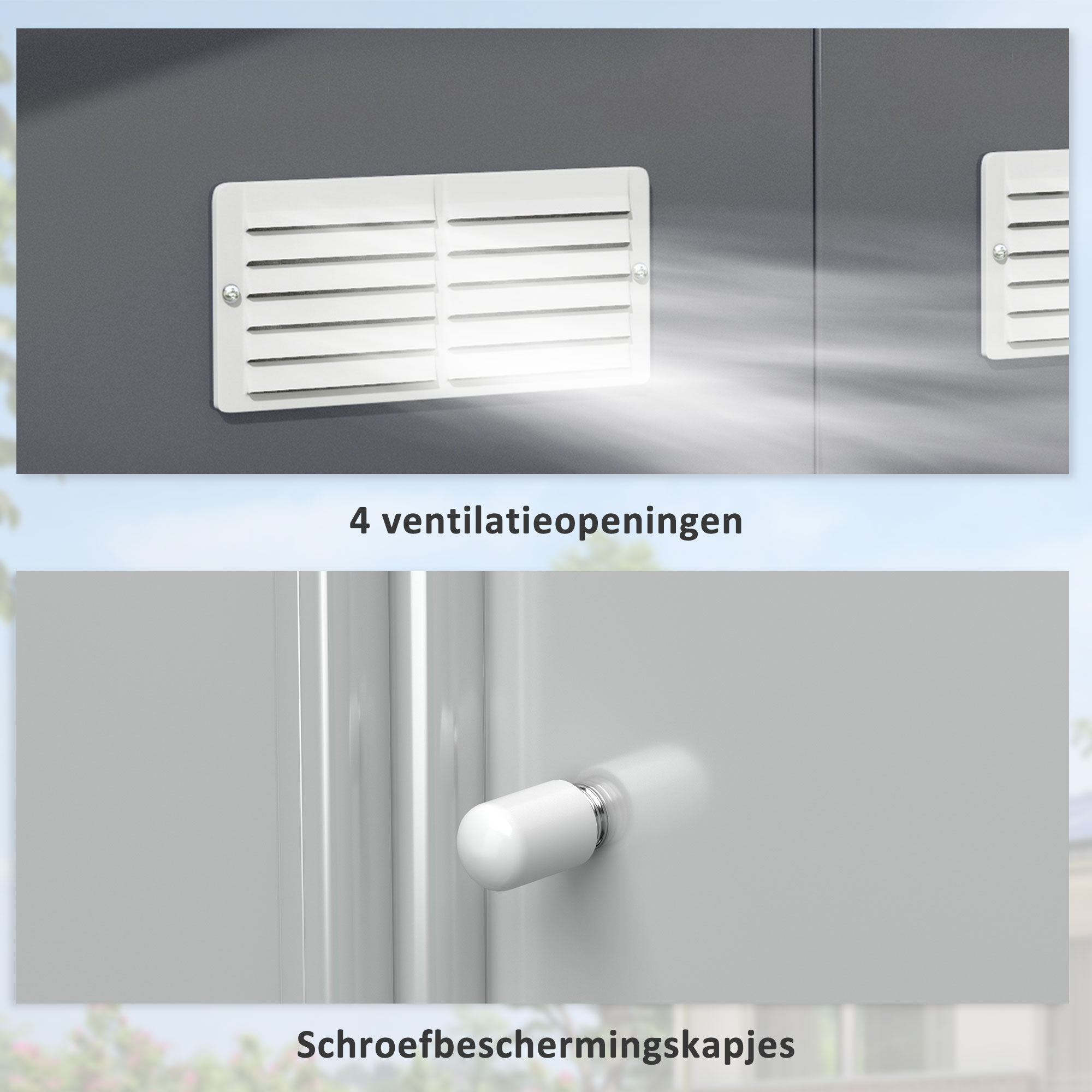 Outsunny Gereedschapsschuur met fundering 24,5 m3 gereedschapsschuur tuinhuisje stalen schuifdeur