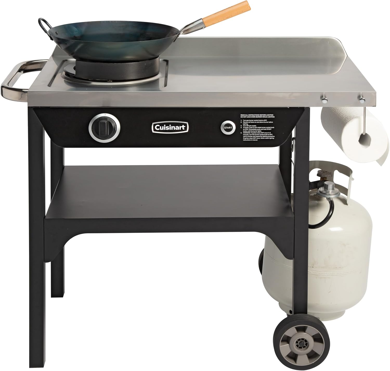 Cuisinart Outdoor Wok Station with 50,000 BTU Burner & 14��� Carbon Steel Wok �C Perfect for Stir Frying & More