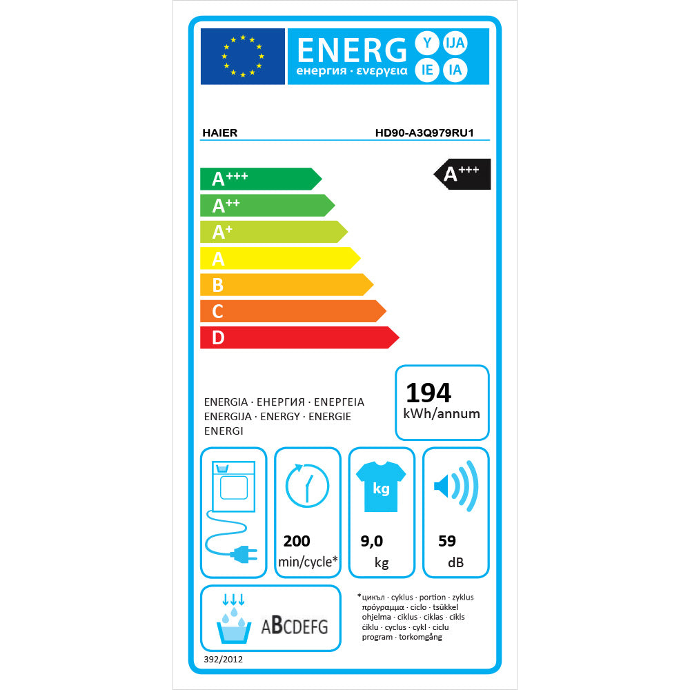 Haier I-Pro Series 7 Plus 9kg Heat Pump Tumble Dryer - Antracite | HD90-A3Q979RU1UK