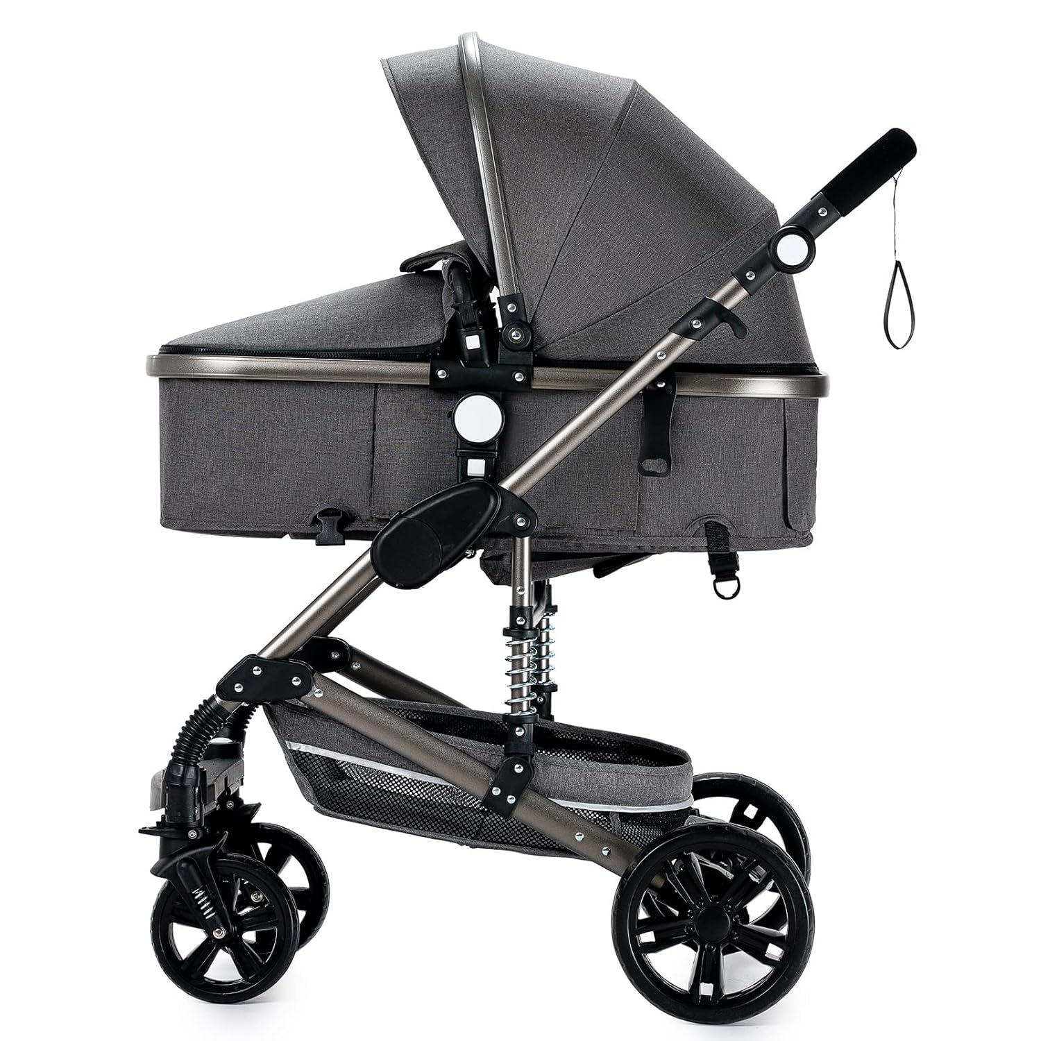 3 in 1 Kombikinderwagen 3 in 1 Reisesysteme Kinderwagen Infant Hochlandschaft Liegender Buggy Kinderwagen Neugeborenen Kinderwagen Faltbarer Standardkinderwagen (906 White)
