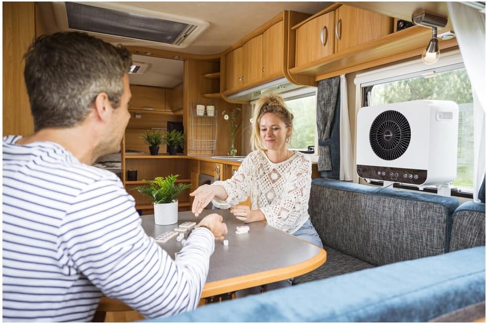 EUROM Split Klimaanlage AC2401 für Wohnwagen, Wohnmobil, Camping, Boot, Bus, Camper, Caravan, Mobilheim | Mobiles Klimagerät mit 2400 BTU | Verbessertes Modell dem legendären Klima AC2400