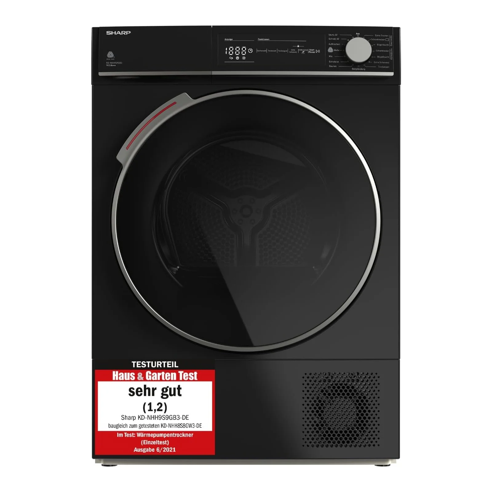 Sharp Wäschetrockner 9kg, KD-NHH9S9GB3-CH, C, schwarz