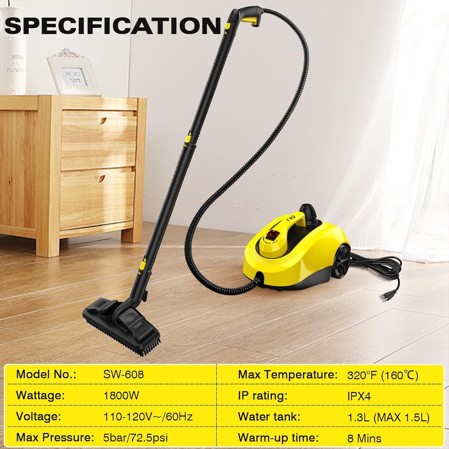 TVD Dampfreiniger,Mehrzweck-Dampfreiniger Handgert,Dampfreiniger für alles mit 28-Zubehrteilen,Entfernen von Tapeten,Boden,Teppich,Sofa,Polstermbel,Auto,Fliesen,Polster,Bad- 1.5L Steam Cleaner