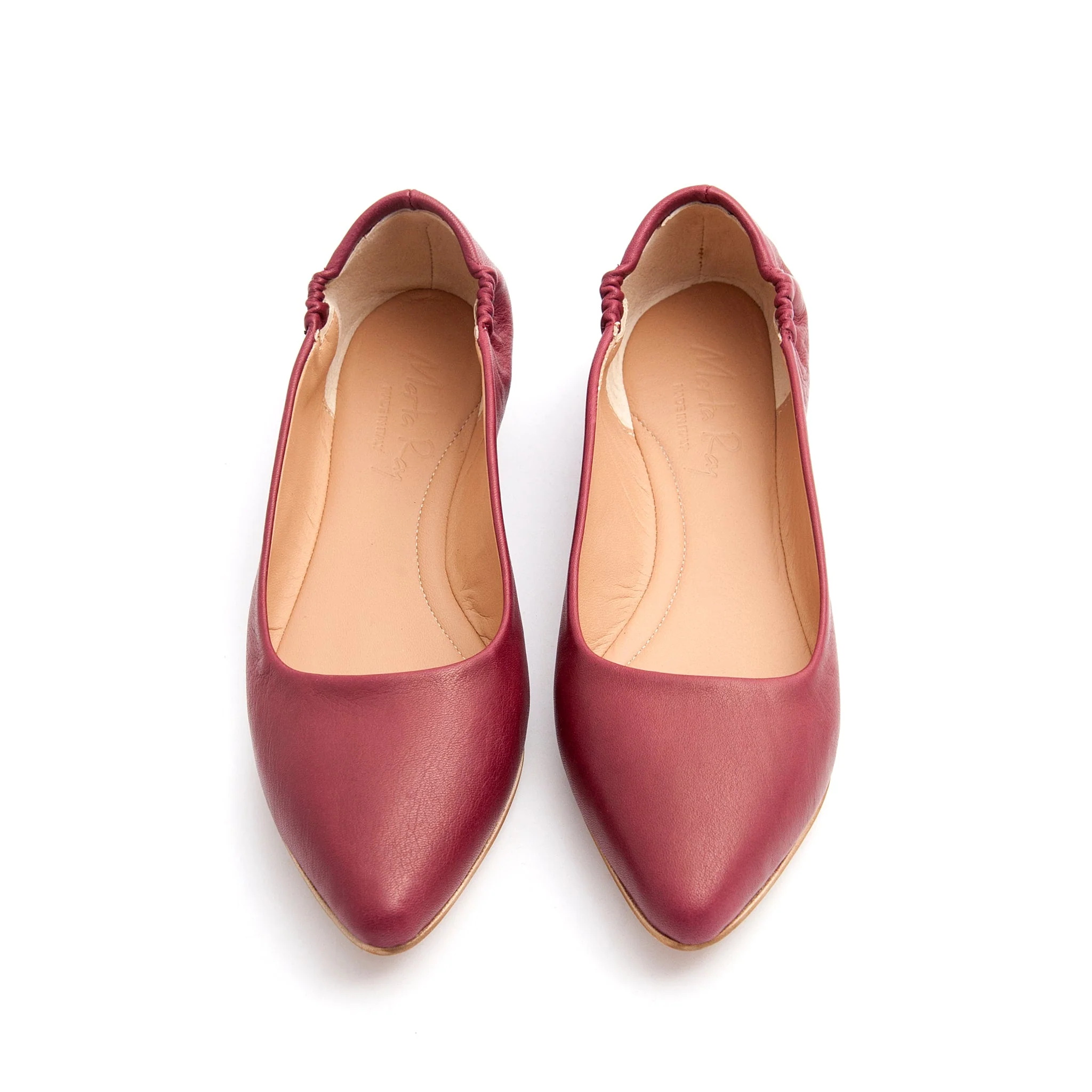 Ballerina punta sacchetto mousse cuoio inglese
