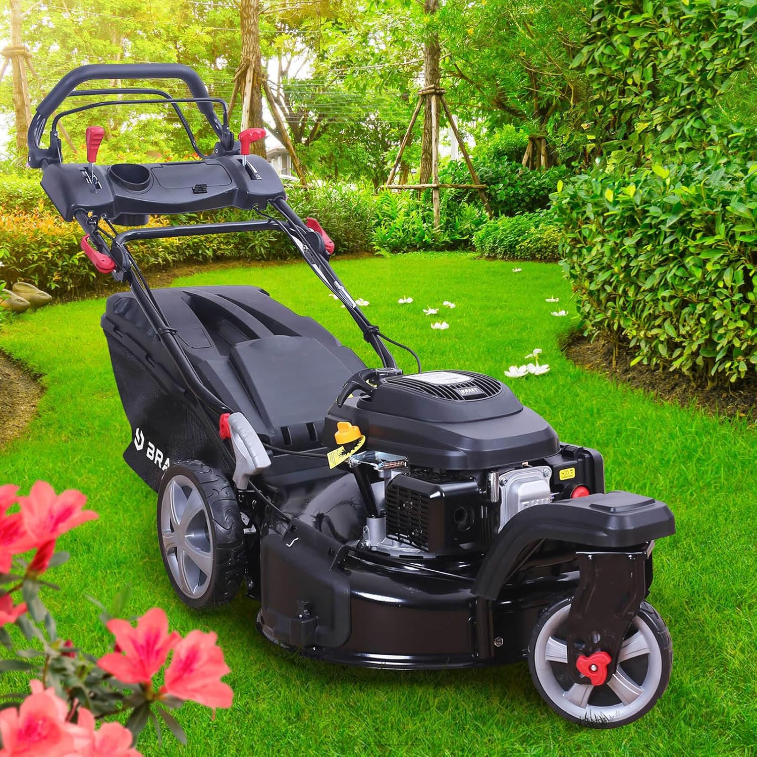 BRAST? Benzine grasmaaier Trike met aandrijving | 5,2kW (7PK) | 53cm maaibreedte | veel modellen | T��V | 4-takt OHV motor | 30-80mm maaihoogte | 60L opvangbak | Stalen behuizing | Snelheid