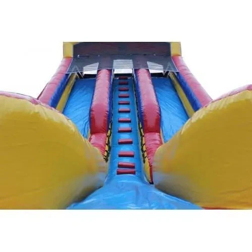 20-foot high inflatable double slide with pool and drying area