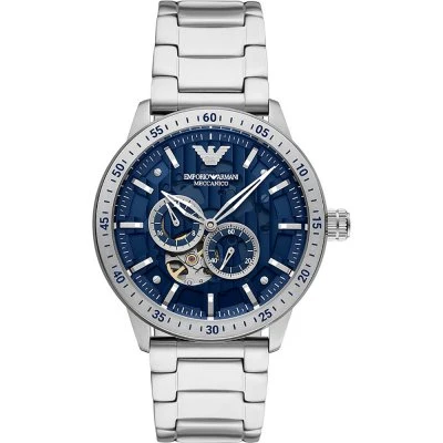 Emporio Armani Meccanico Automatic Blue Dial Silver Steel Strap Watch AR60052