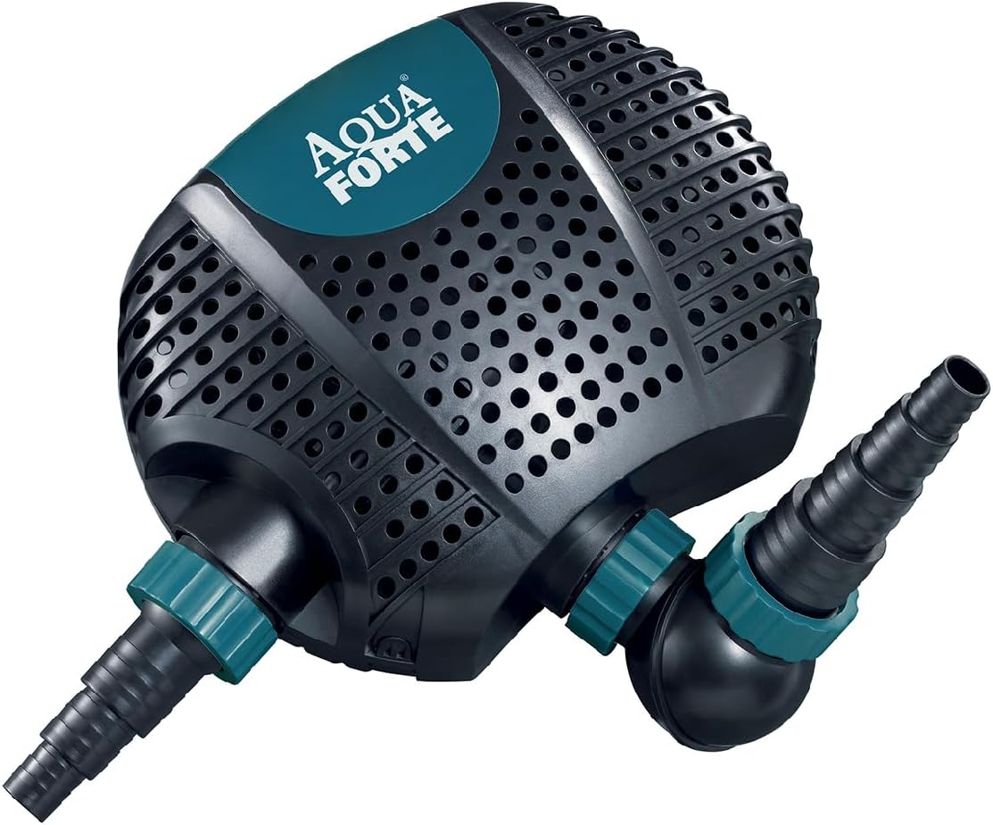 AquaForte O-20000 Plus, 200 Watt, max. Durchfluss 19 m3/Stunde, max. Förderhöhe 7 Meter, Kabellänge 10 Meter, für Wasserläufe, Wasserfälle, Springbrunnen, Filter usw, Schwarz