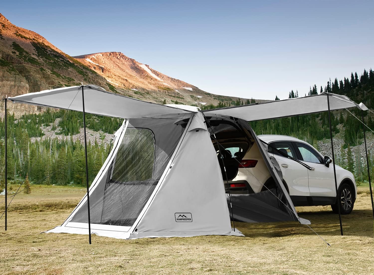 KAMPKEEPER SUV Car Tent, Tailgate Shade Awning Tent for Camping, Vehicle Camping Tents Outdoor Travel (Black)
