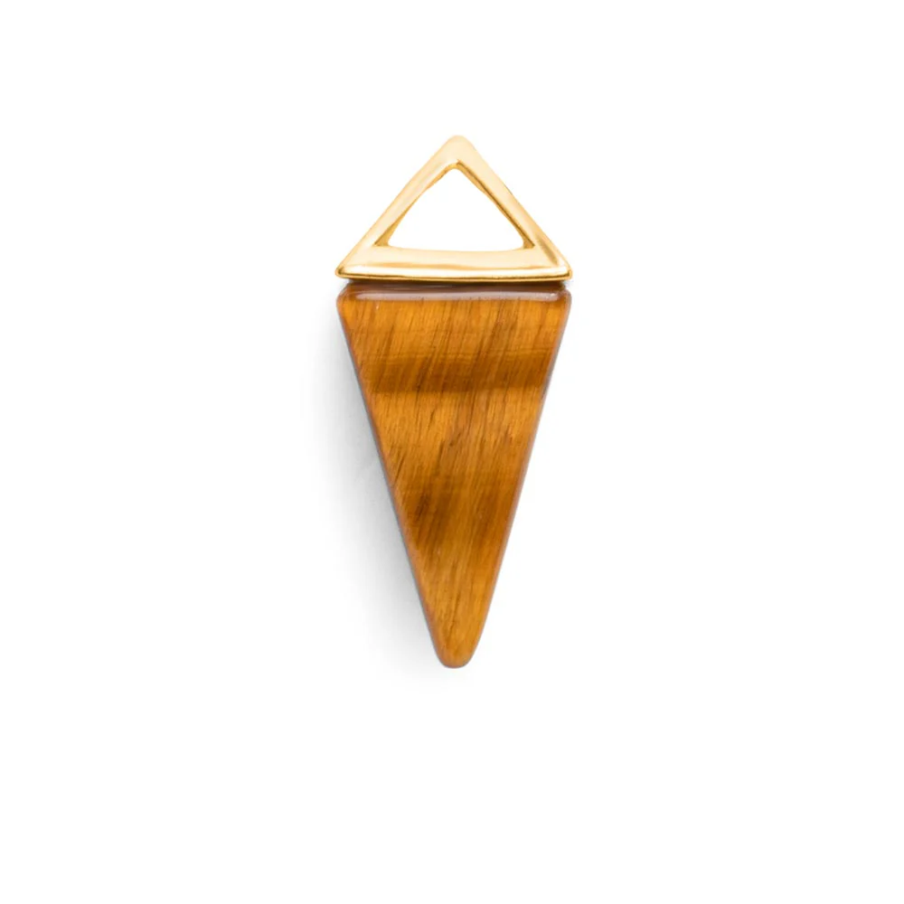 Tijgeroog Hanger - Ketting Pendel - Gouden Piramide