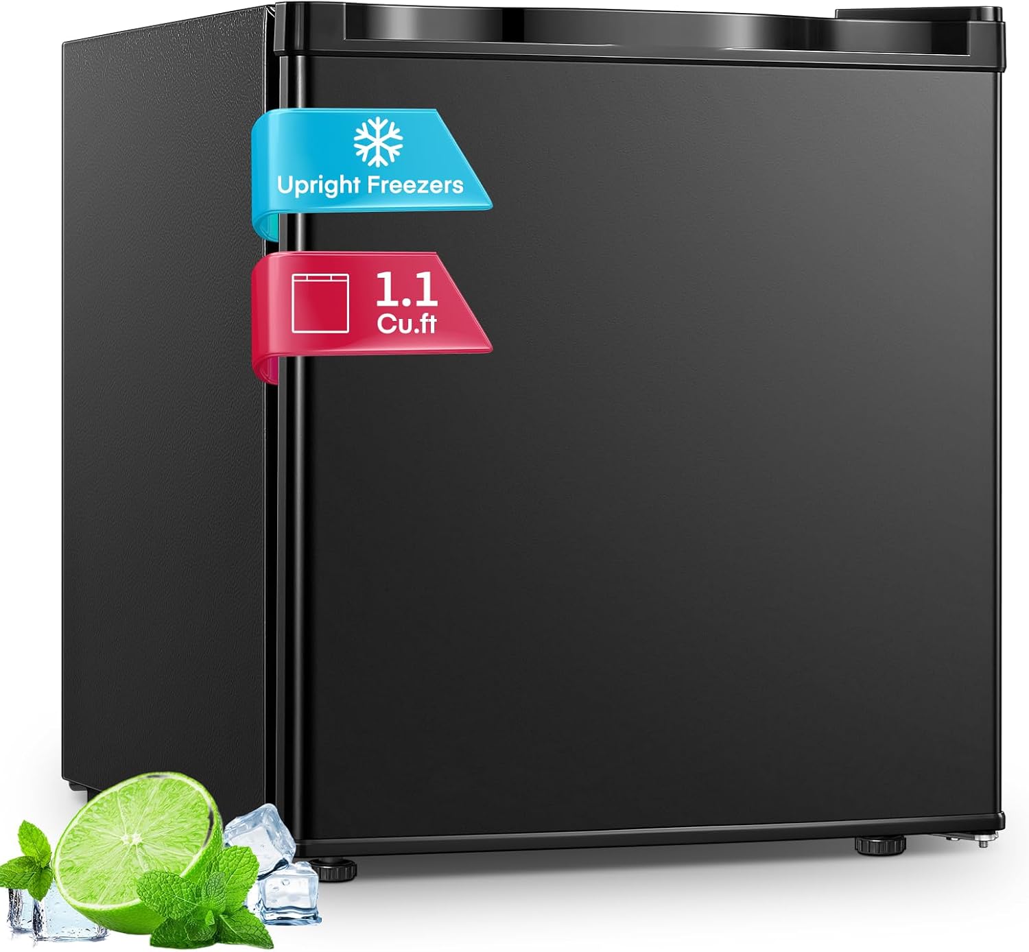 32L Mini Congelador, 4 Estrellas Congelador Vertical -22℃,Emperatura Ajustable, Puerta Reversible,Silencioso,Ahorro Energético,Congeladores Pequeños Para Habitación,Oficina,Hotel,Negro