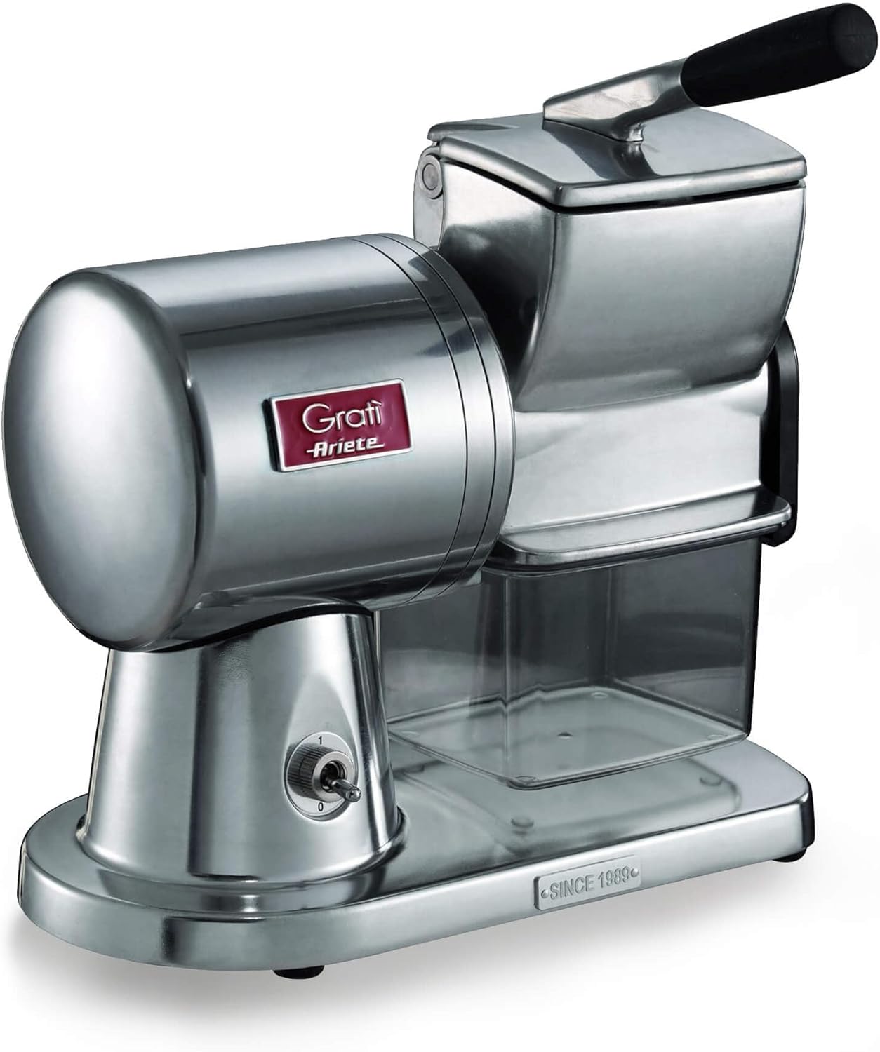 Ariete 449 Gratì Superior - Grattugia Elettrica Professionale - formaggio, pane, cioccolato, frutta secca - Alluminio pressofuso - 350 Watt - Argento