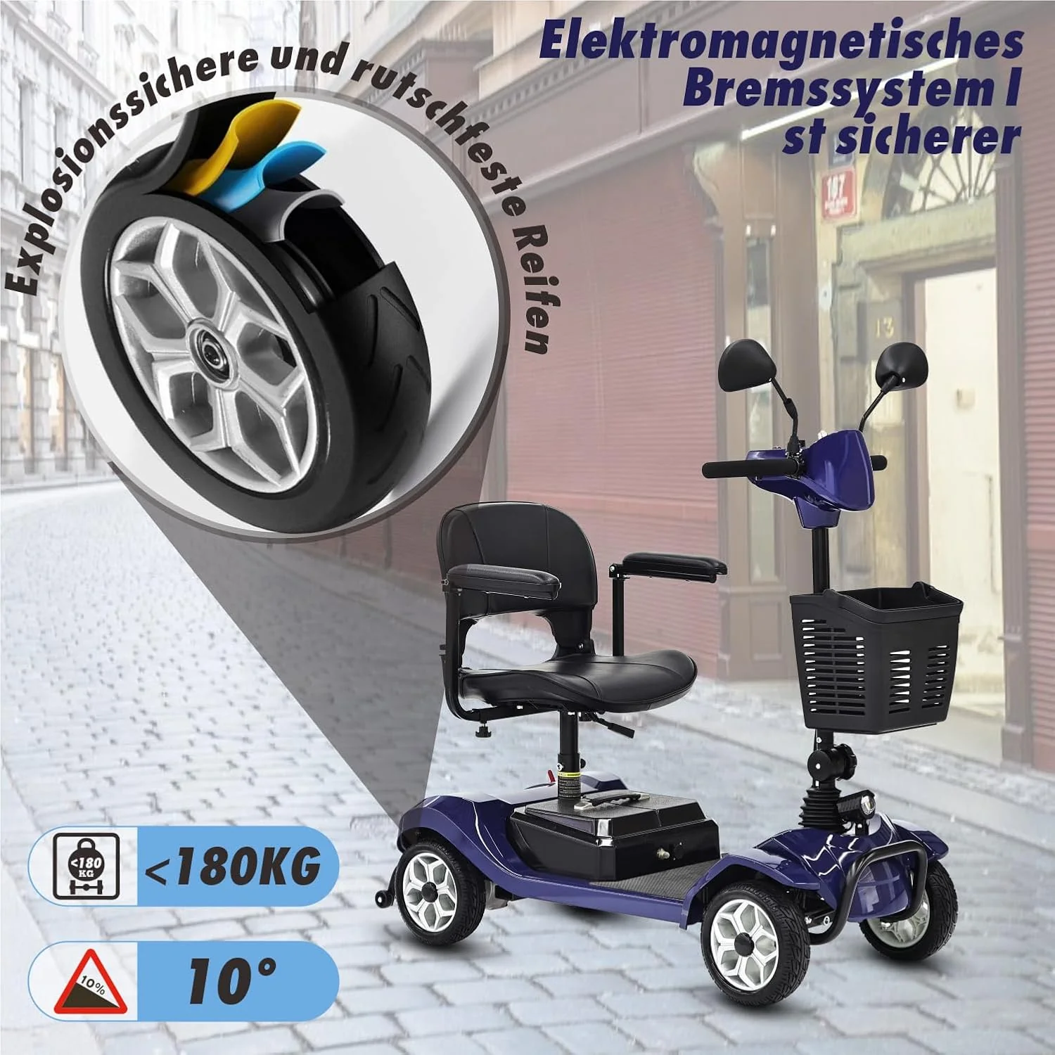 2025 Elektrische mobiliteitsscooter met 4 wielen voor volwassenen en senioren ?C Compact, krachtig model met langeafstandsaccu en achteruitkijkspiegels