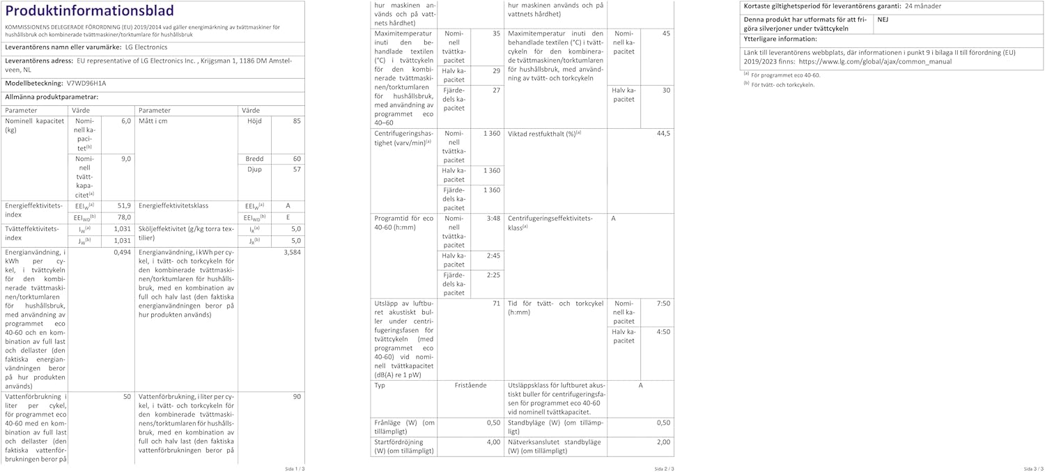 LG V7WD107H2E, Klasse E, Frontlader-Waschtrockner 10,5 - 7 kg, 1400 U/min, AI Direct Drive, Wi-Fi, Tiefenreinigung mit Dampf, TurboWash, Größere Kapazität, 62 x 60 x 85 cm ꟷ Weiß