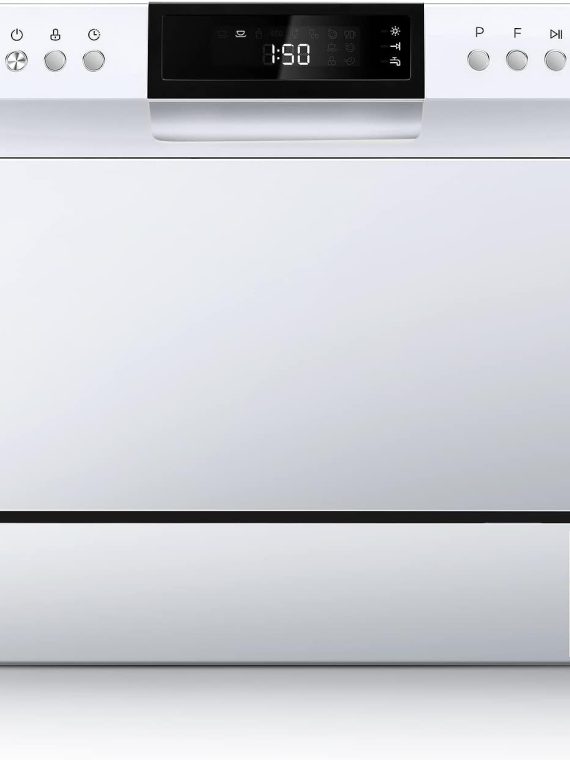 Countertop Dishwasher, Energy Star Portable Dishwasher, 6 Place Settings & 8 Washing Programs, Speed, Baby-Care, ECO& Glass, Dish Washer for Dorm, RV& Apartment, Black – Whole Black
