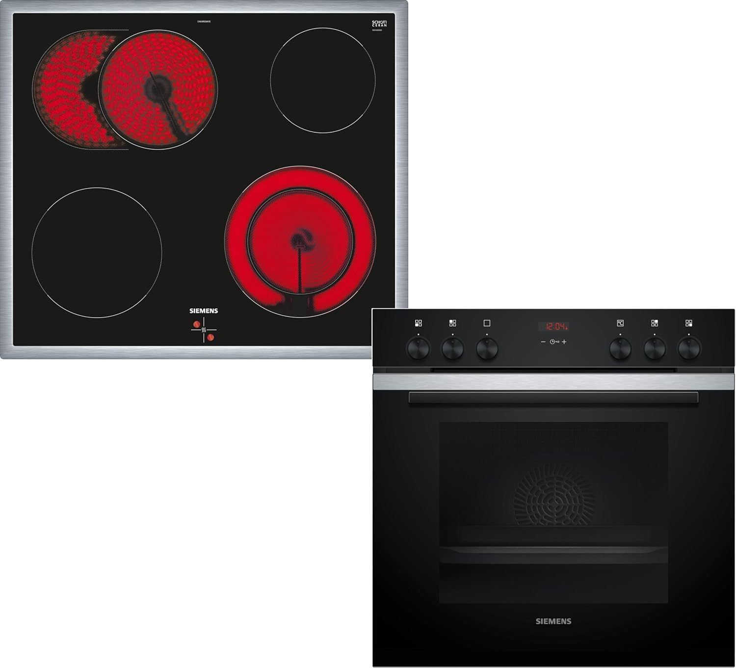 Siemens EQ522IA01, Einbauherd-Set, Bestehend aus HE517GBS4 Herd, 60 x 60 cm, 3D Heißluft, Selbstreinigung, Clip Auszug & EI645CFB6E Induktionskochfeld, Bräterzone, powerBoost, Edelstahl Rahmen