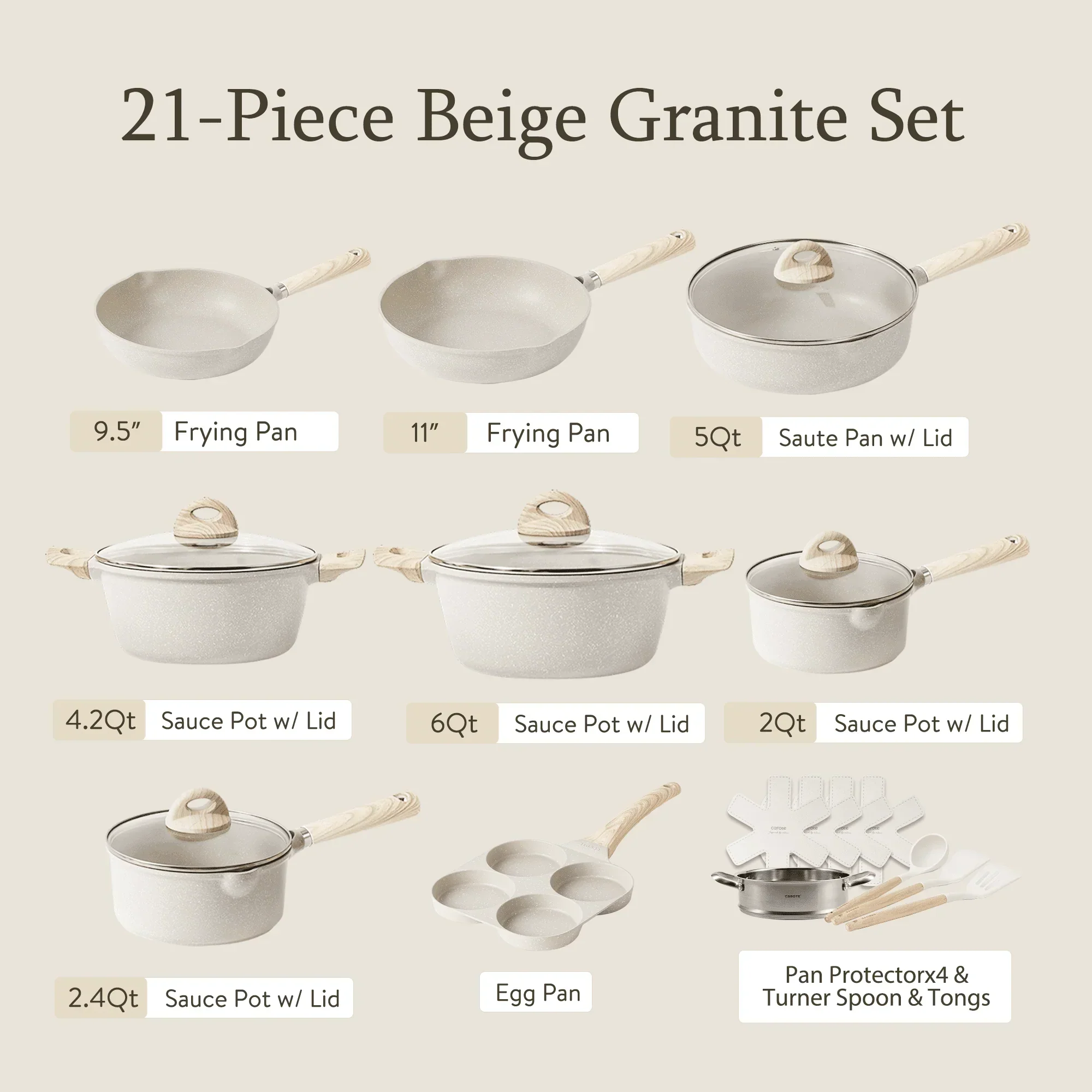 Carote Induction Kitchen Cookware Sets