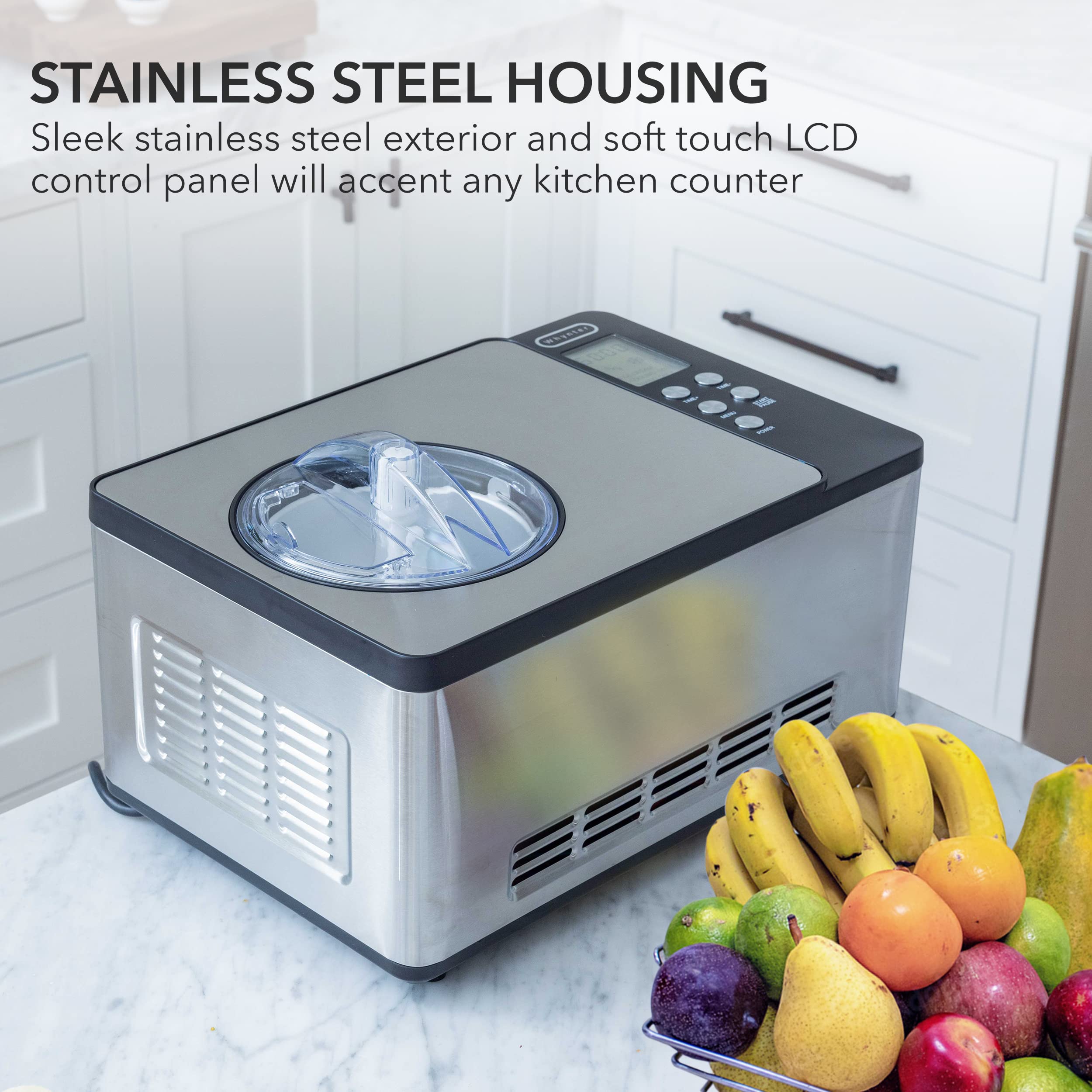 Whynter ICM-200LS 2.1 Quart Stainless Steel Automatic Ice Cream Maker with Built-in Compressor