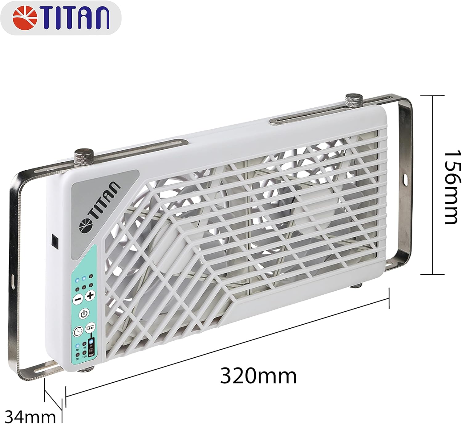 TITAN Leiser Dachventilator, 12 V Gleichstrom, 140 mm, doppelt, wendbar, Dachfensterventilator mit kabelloser Steuerung für Wohnmobil, Wohnmobil, TTC-SC21/V3