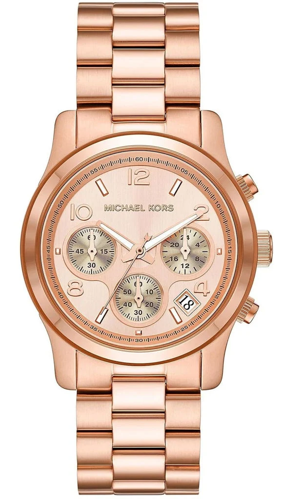 Michael Kors Runway Chronograph Quartz Rose Gold-Tone Women's Watch - MK7324