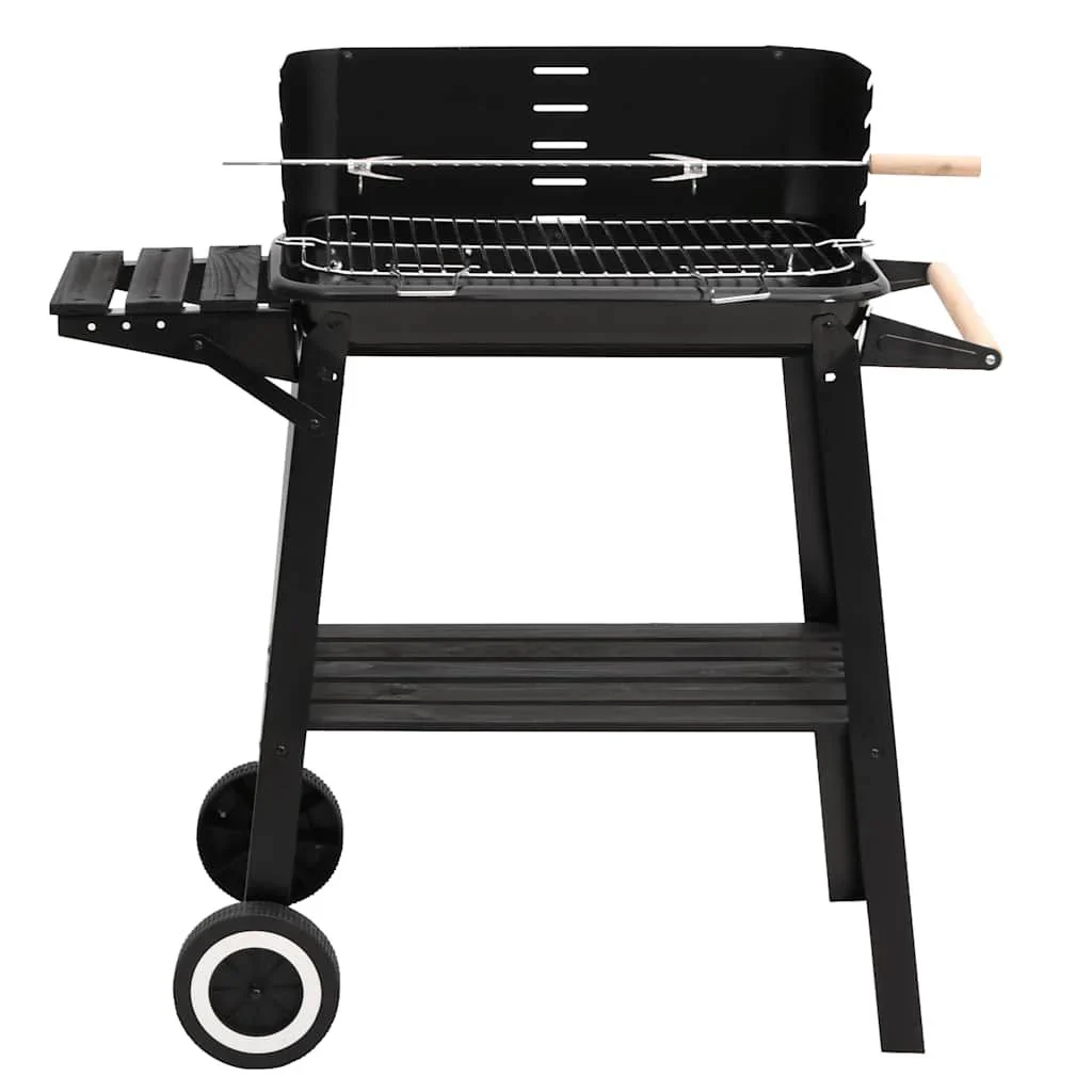 Barbacoa De Carbón Con Ruedas Acero Negro Vidaxl