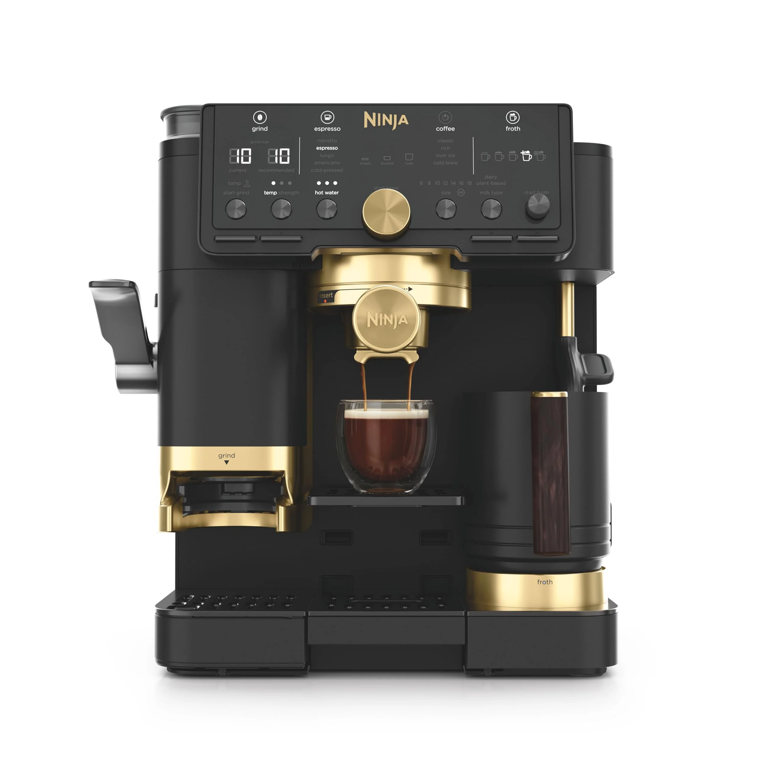 Ninja ES601EUGM Luxe Premier 3-in-1 Kaffeemaschine 2L – Barista-Assist, Mahlwerk, Mikroschaum, Grau Metall