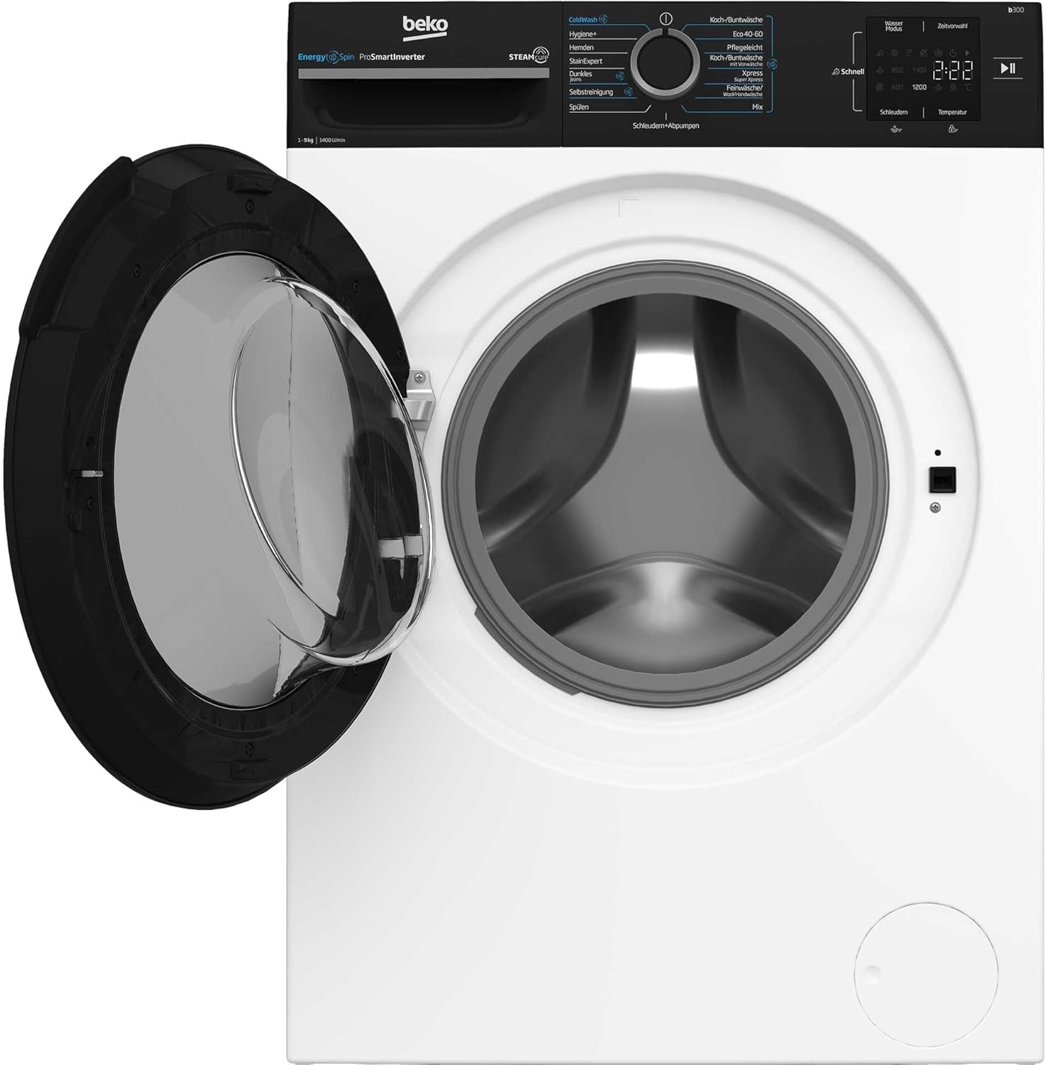 Beko WMC81464ST1 Waschmaschine, Bluetooth, 8 kg, ProSmart Inverter Motor, Dampffunktion, Pet Hair Removal, Watersafe+, Weiß