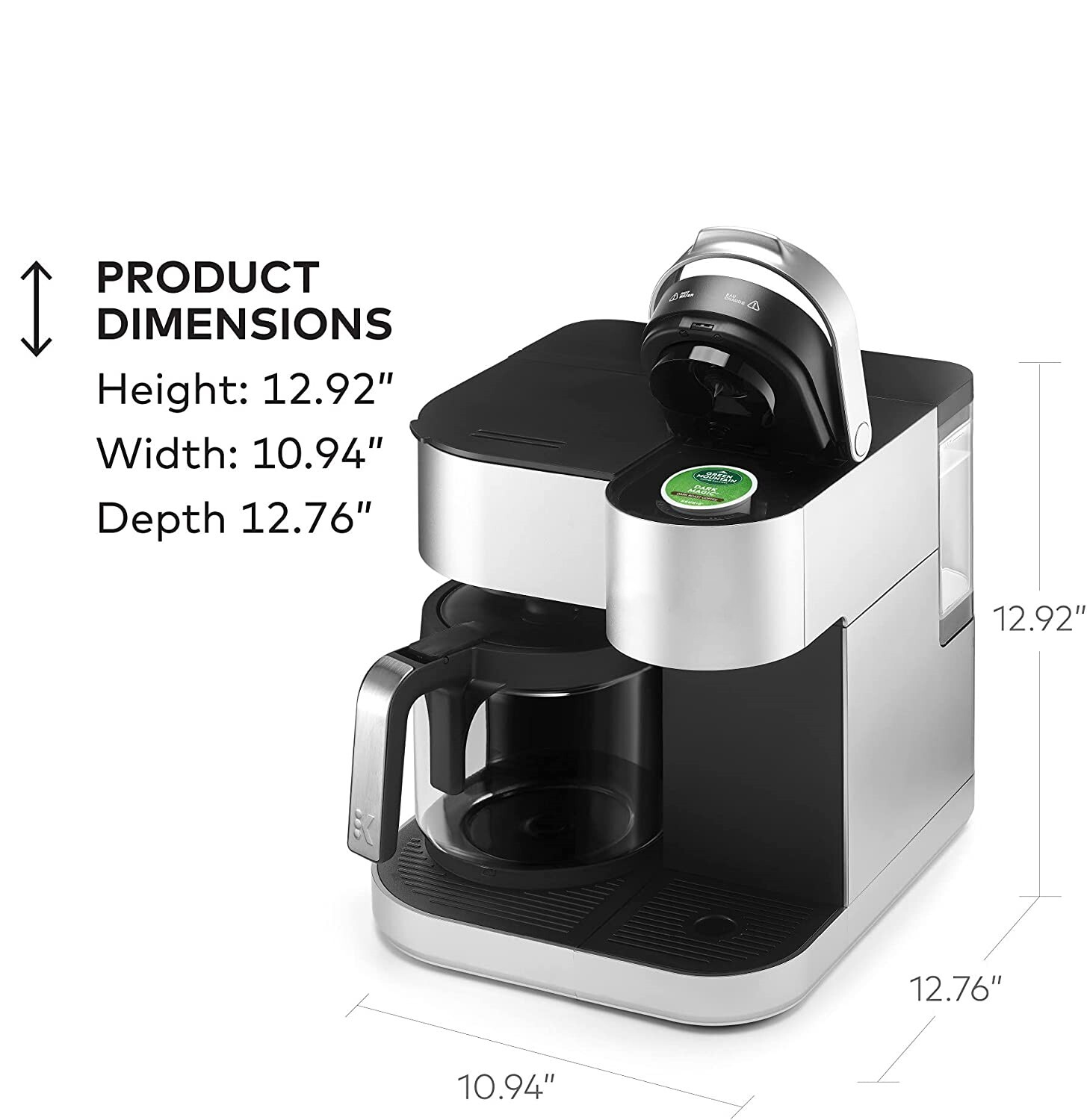 K-Duo Coffee Maker by Keurig, Single Serve & 12-Cup Carafe, Compatible with K-Cup Pods & Ground Coffee, Black