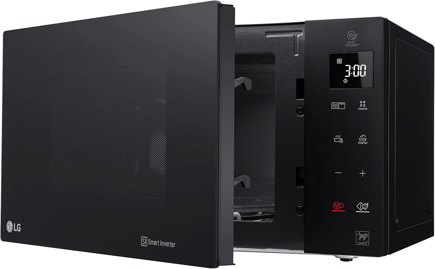 LG MH6535GIS Magnetron met invertertechnologie en kwartsgrill, 25 liter inhoud, 1000 W, automatische programma's, instelbare vermogensniveaus voor optimaal koken en EasyClean-functie, Zwart