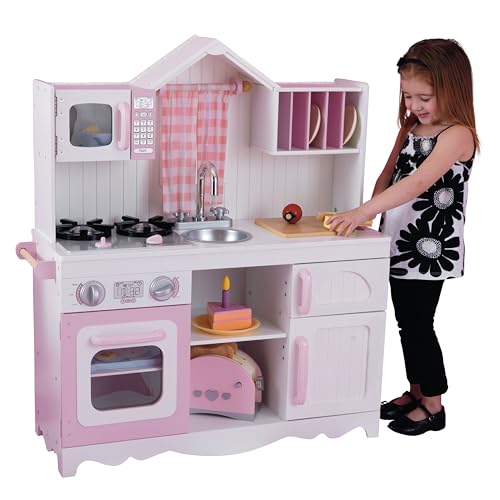 KidKraft Cucina Giocattolo in Legno Modern Country per Bambini con Tende vere, Giochi per Bambini 3  anni, 53222, Esclusivo Amazon : Giochi e giocattoli