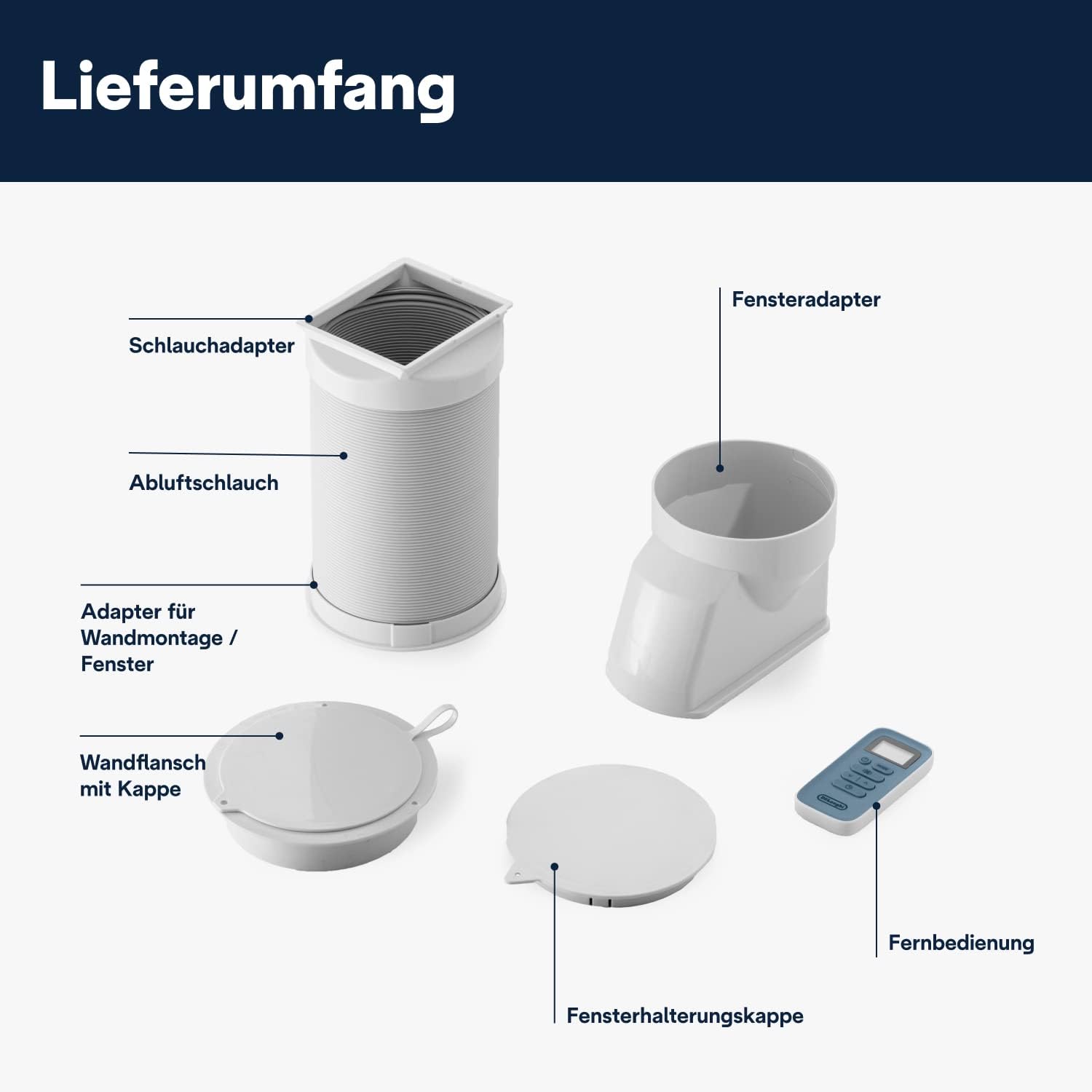 De'Longhi Pinguino PAC EM82, Mobile Klimaanlage für Rume bis zu 80 m, 9.400 BTU, 2,4 kW, 63 dB, Entfeuchtungsfunktion, Energieklasse A, 24h-Timer, Wei