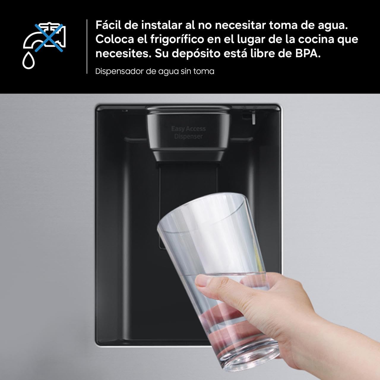 Samsung Frigorífico Combi IA 185.5cm Balda Botellero, Dispensador de agua 341L Clase D Plata RB34C632DSA/EF