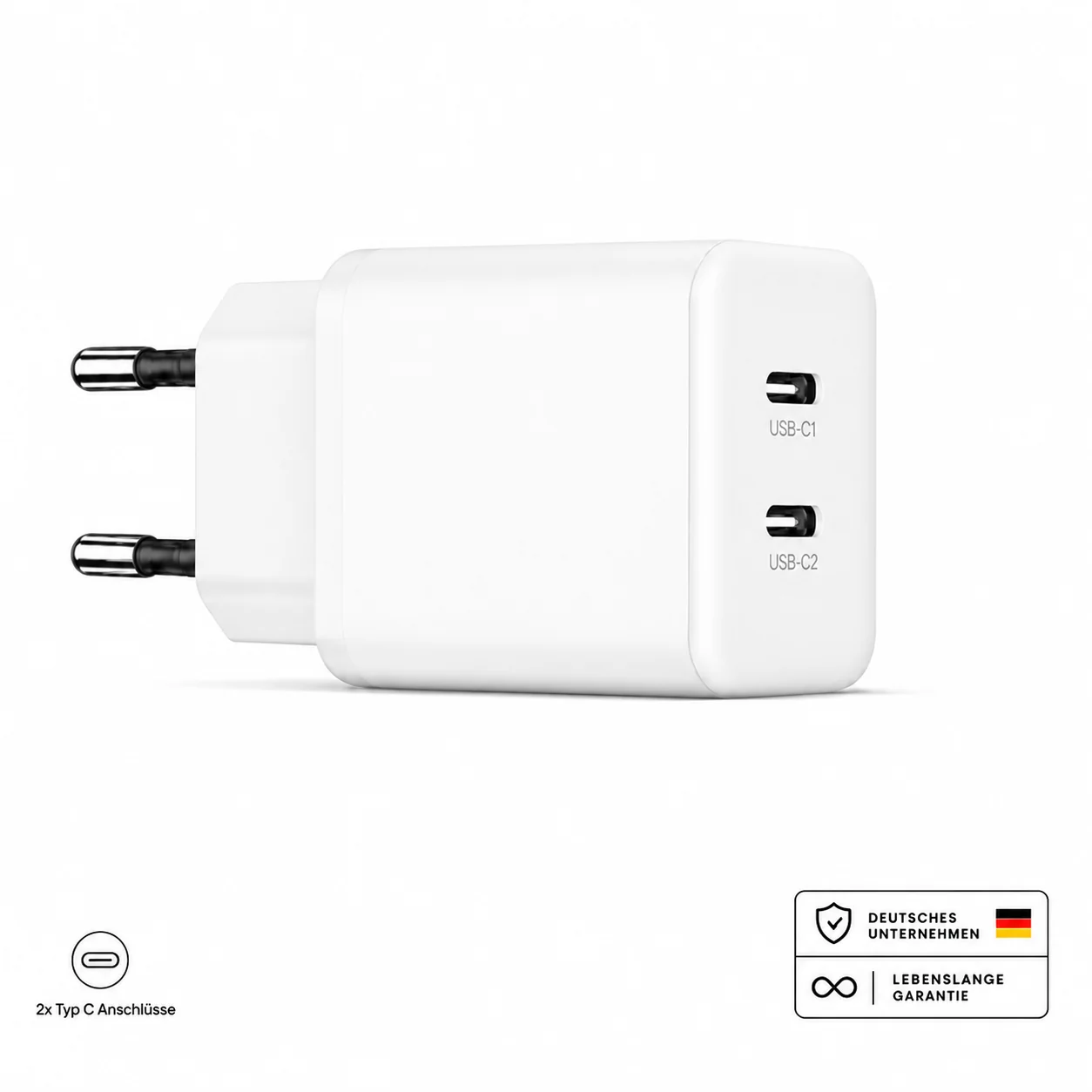 35W USB-C Schnellladegerät mit 2 USB-C Anschlüssen �?Mehrfach Ladegerät, Netzteil & Ladeadapter für iPhone, Samsung & mehr