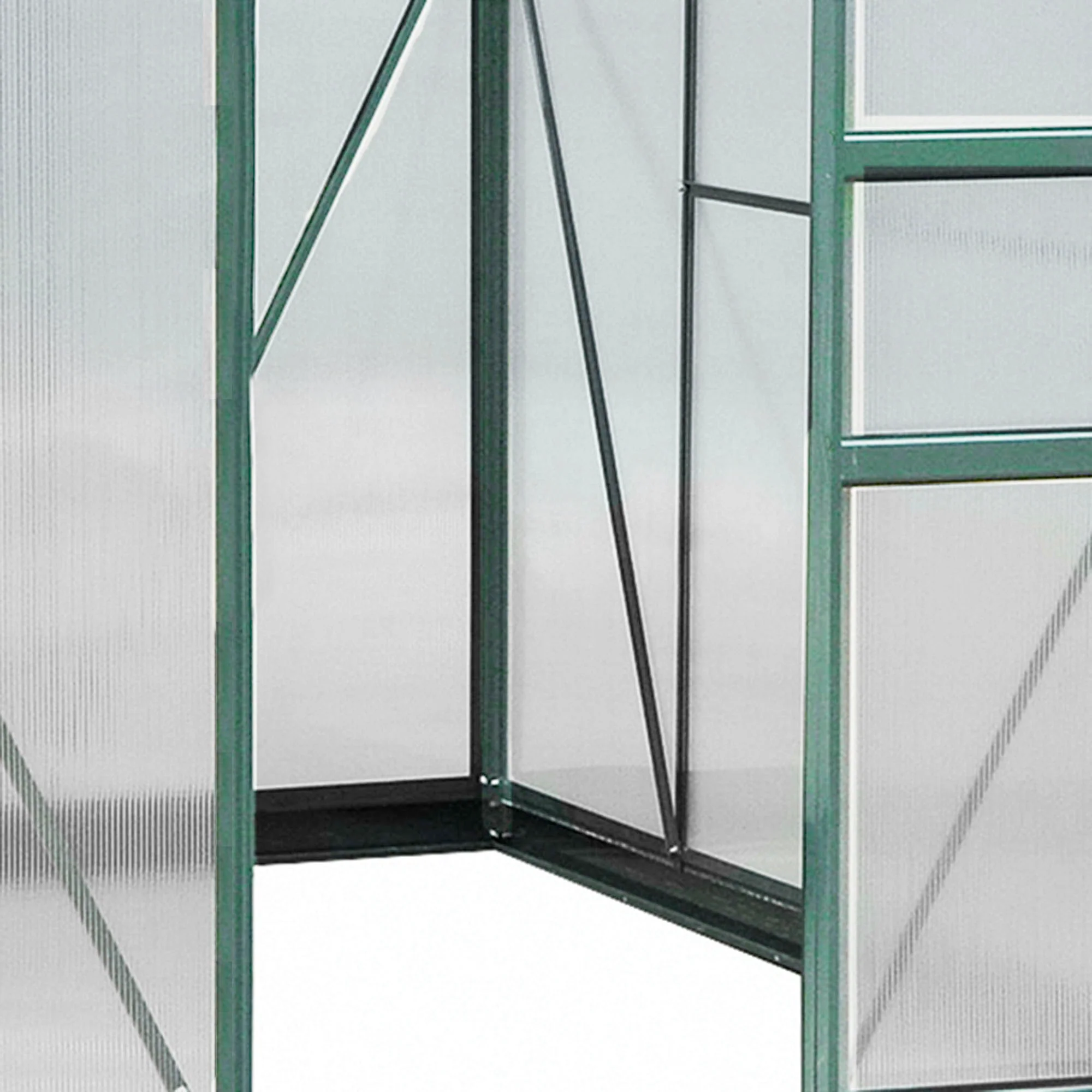 Outsunny kas met polycarbonaat behuizing en dakklep, 190x 252 x 201 cm