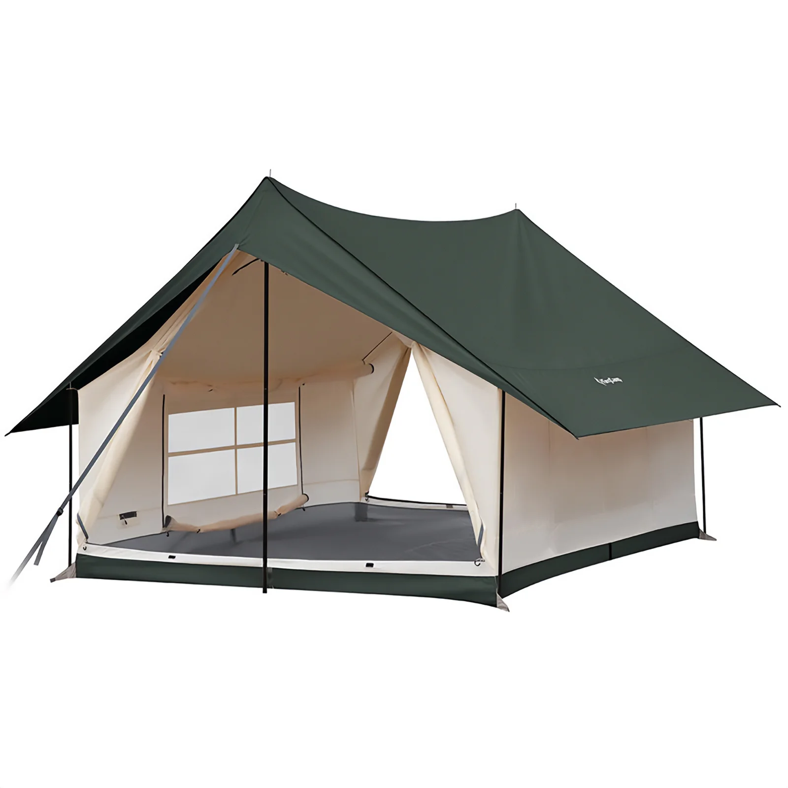2025 KingCamp Pinehouse II – Tienda híbrida espaciosa para 4 personas, ventilación flexible y tejido técnico de mezcla de algodón