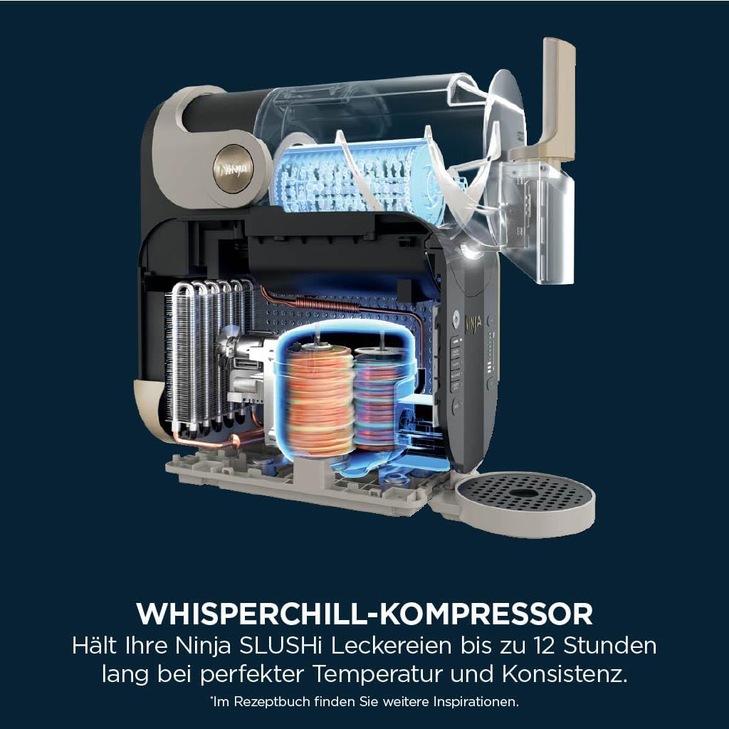 Ninja SLUSHi Maschine für Slush, Eis-Cocktails, Frappé, Milchshakes & gefrorenen Saft, ohne Eis oder Vorbereitungsaufwand, WhisperChill-Technology, fasst 1,9 L, Stone Gold, FS301EUSTGD