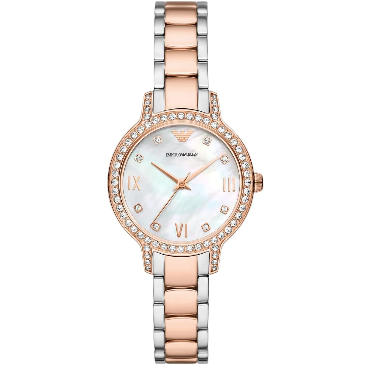Emporio Armani Cleo White MOP Dial Two-tone Women's Watch - AR11499