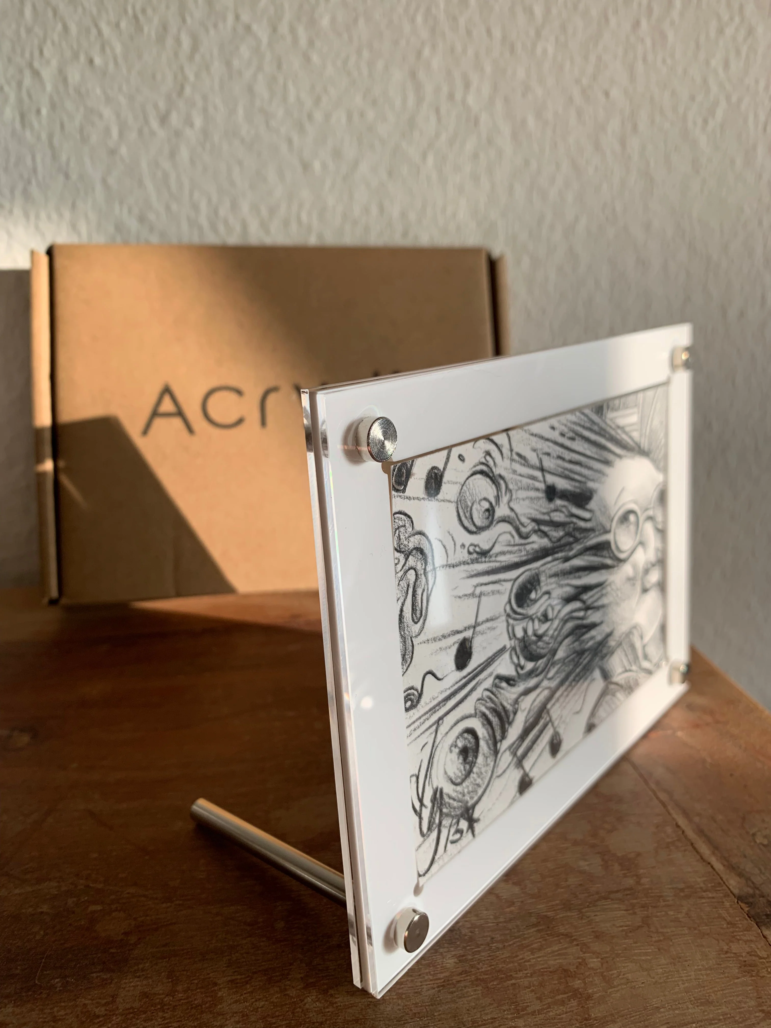 Acrylic Holder/Display/Frame For Panoramic or Pano (double) Sketch Cards - With Set Of Screws - White