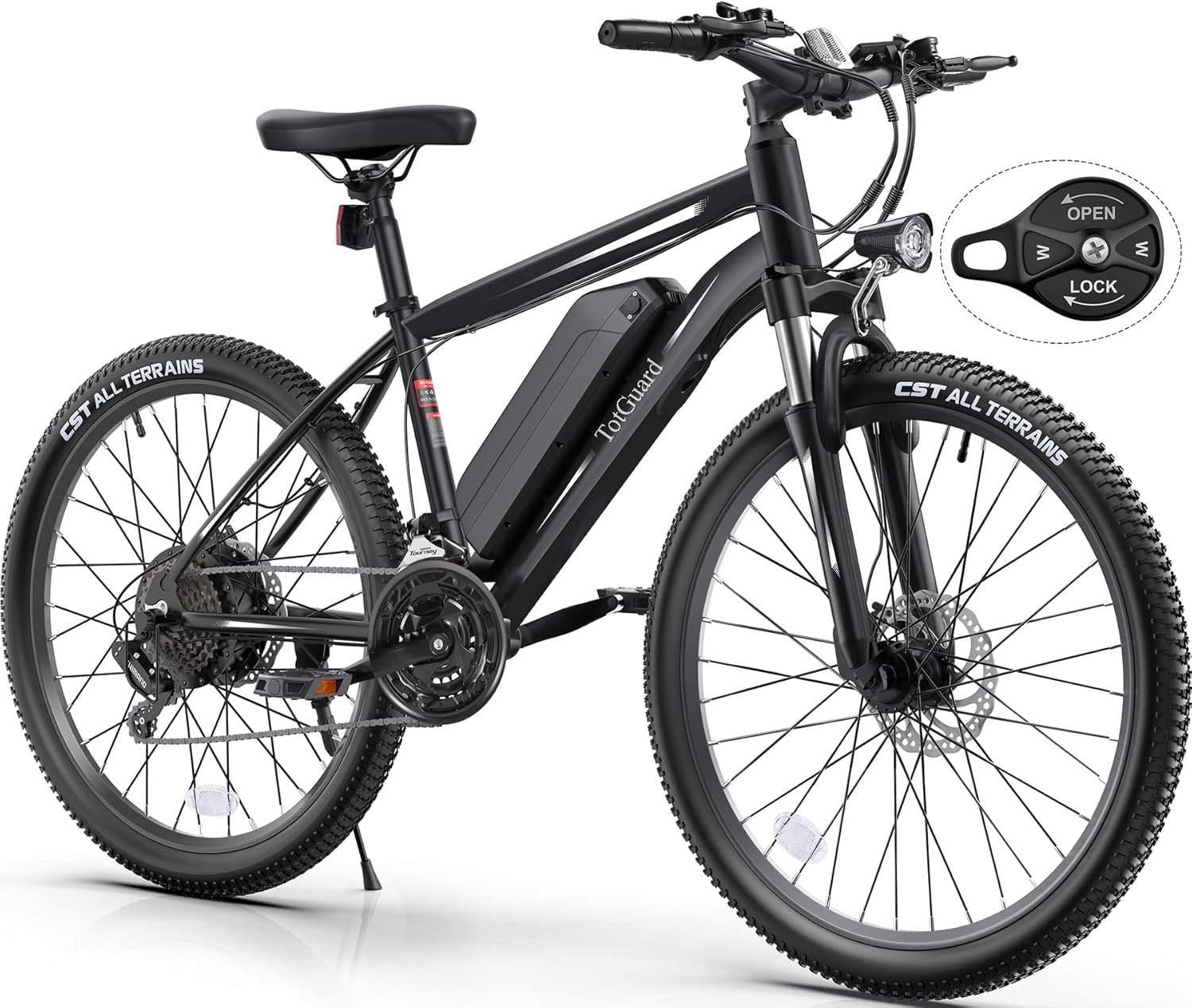 TotGuard Electric Bike, 27.5 Electric Bike for Adults 500W Ebike 21.6MPH Adult Electric Bicycles Electric Mountain Bike,48V 499WH Removable Lithium Battery,21-Speed Gears,Lockable Suspension Fork