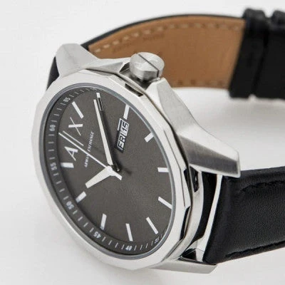 Armani Exchange Banks Black Leather Men's Watch - AX1735