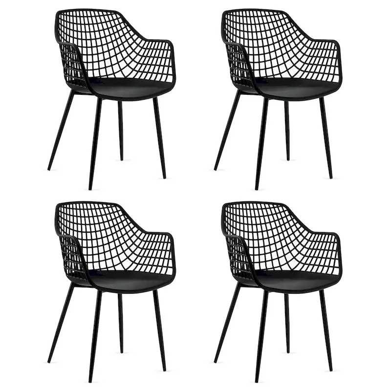 Set of 4 Modern Plastic Shell Dining Chairs with Metal Legs by Costway