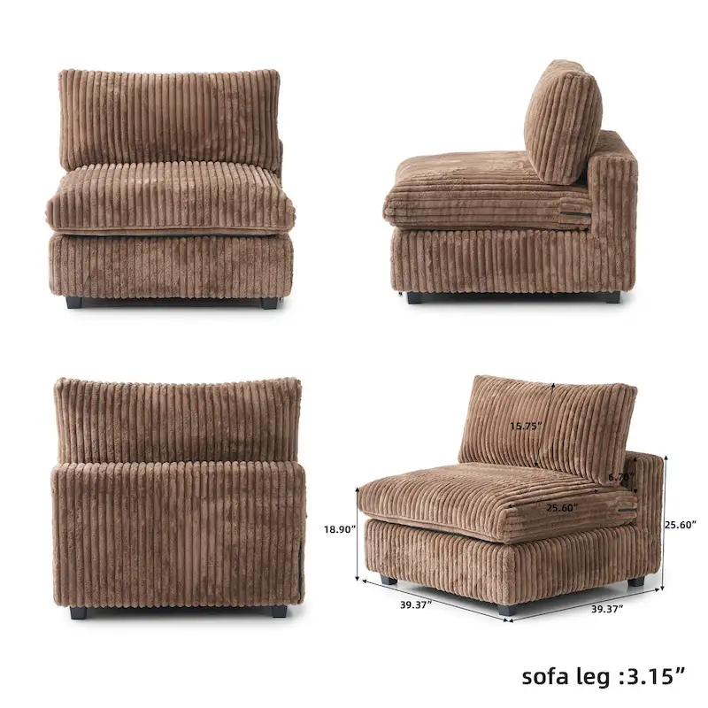 Beige 6-Seat U-Shape Modular Sectional Sofa with Cushions