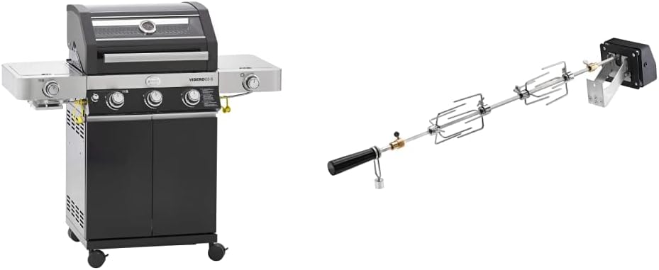 RÖSLE Elektrogrill BBQ-Portable Videro E2-P, tragbarer Tischgrill mit 2 Brennern, Warmhalterost und Deckel mit Glaseinsatz, pulverbeschichteter Stahl, schwarz/silbern