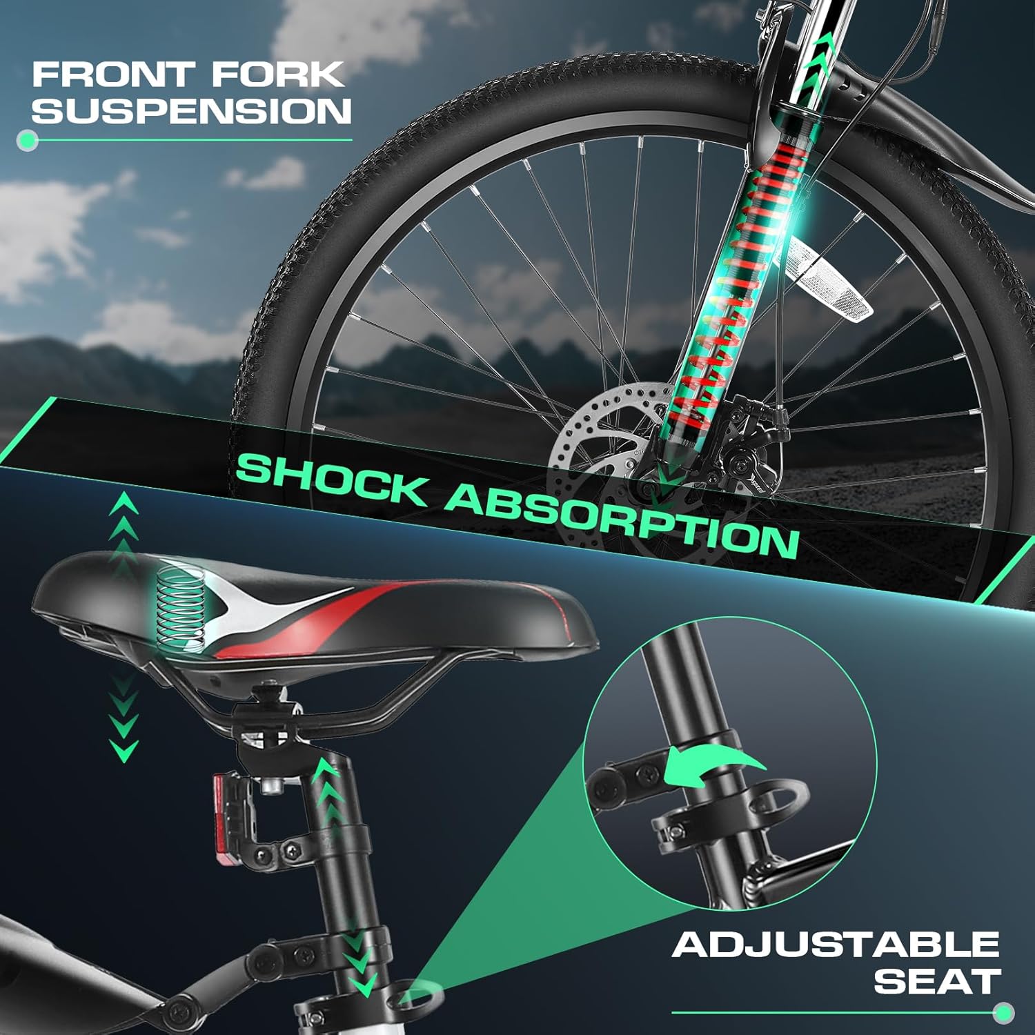 Vivi Electric Bike for Adults, Peak 780W Ebike 26 Electric Mountain Bike, 22MPH Adult Electric Bicycles Commuter Ebike with 48V Battery, Up to 50 Miles, Cruise Control, 21 Speed, UL 2849 Certified