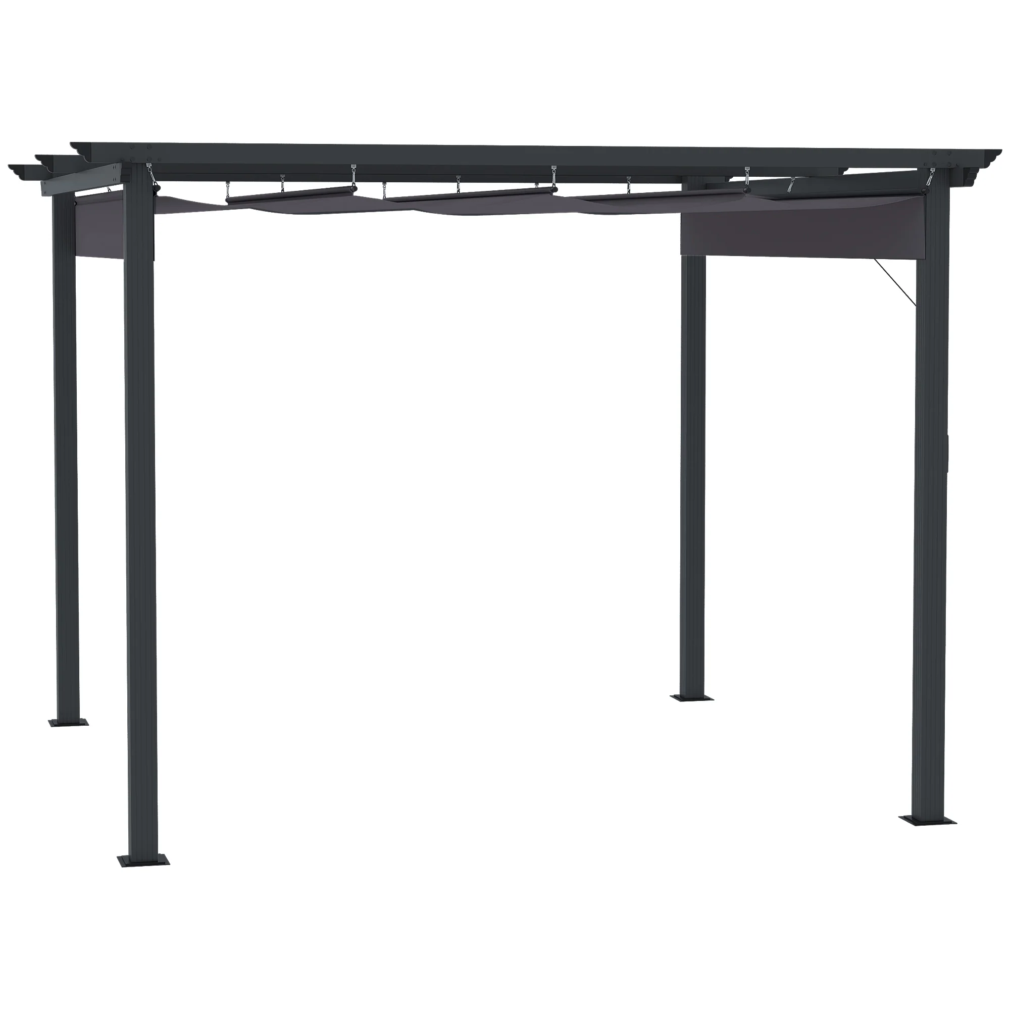 Outsunny Pergola 2,95x2,95 m mit Schiebedach Grau