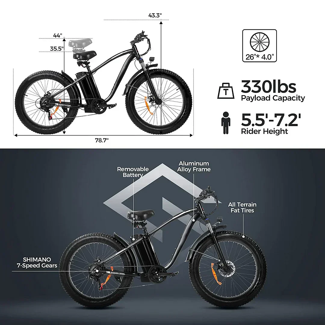 Outdoor electric bike with 48V/15Ah lithium battery