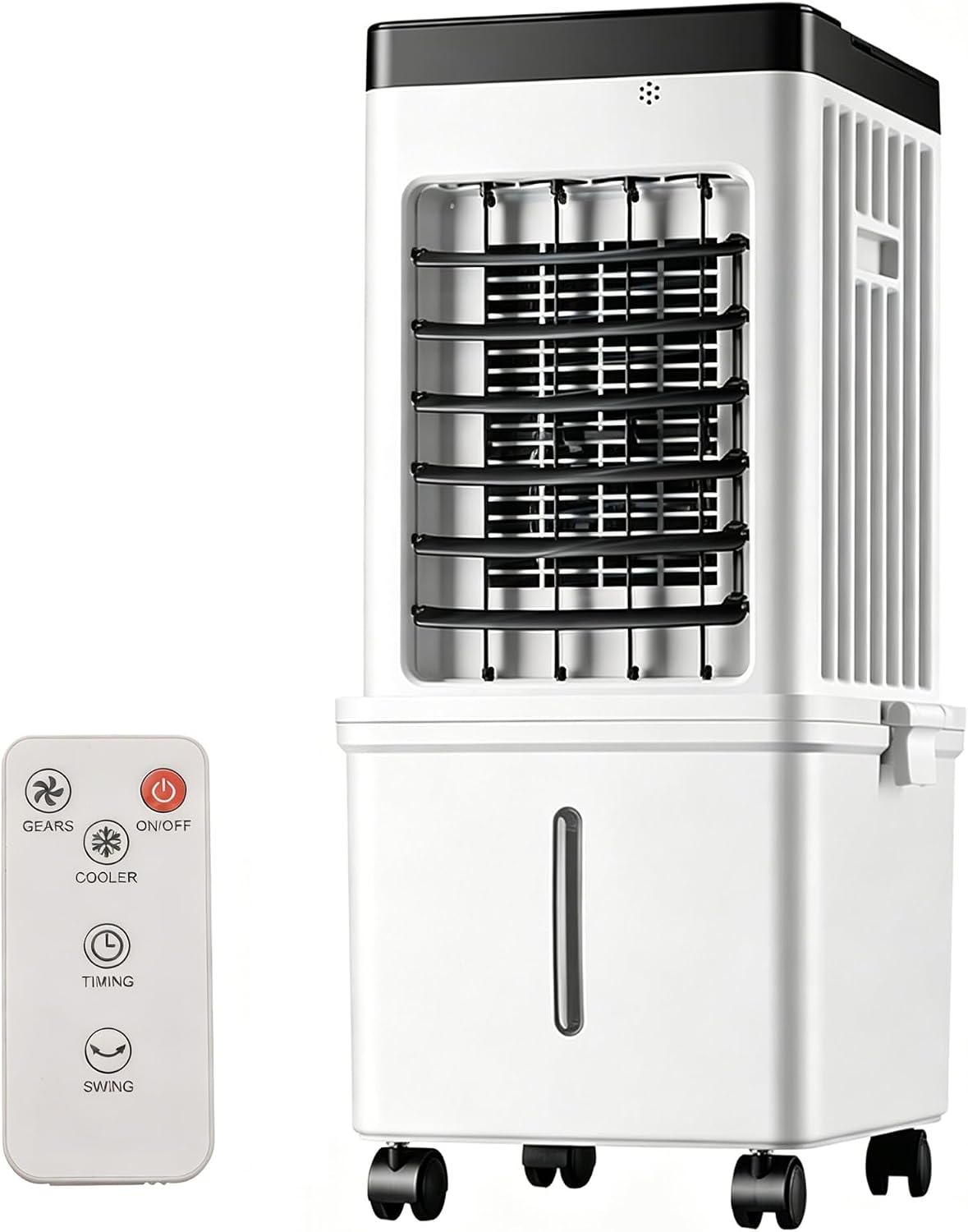 3-in-1 Air Cooling Fan & Humidifier, 60 cm Portable Air Cooler, 15 L Water Tank, 3 Speeds & 3 Modes, Super Energy Saving, Digital Display, 7.5 Hours Timer, with 4 Wheels & Handle